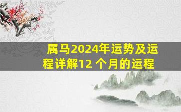 属马2024年运势及运程详解12 个月的运程